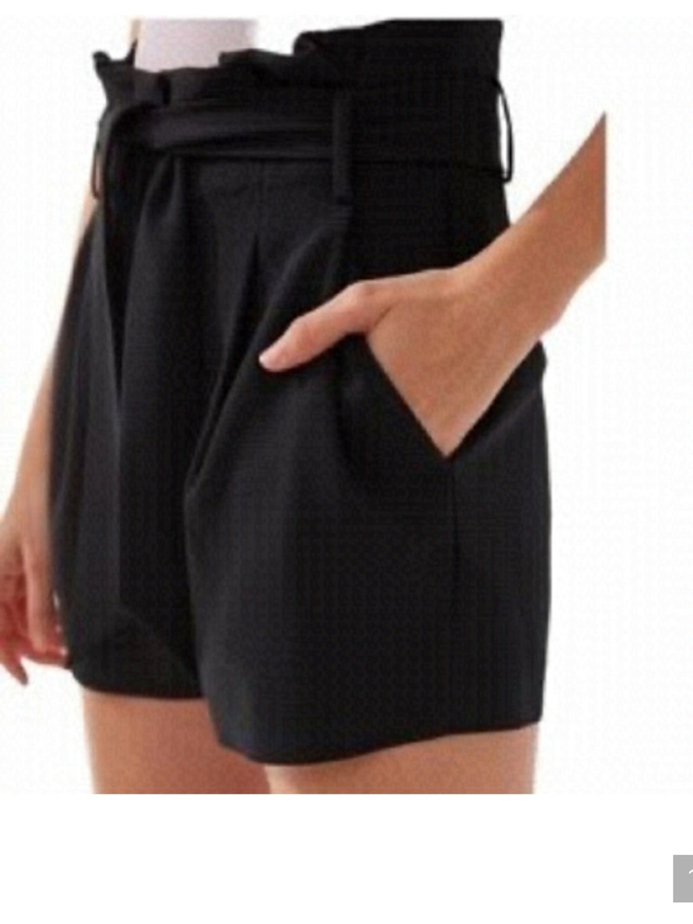 Aritzia Black High-Waist Paperbag Tie Shorts- Size S